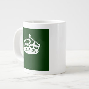 Keep Calm Crown Icon on Forest Green Large Coffee Mug