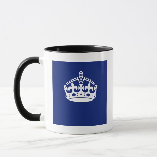 Keep Calm Crown Icon on Navy Blue Mug (Left)