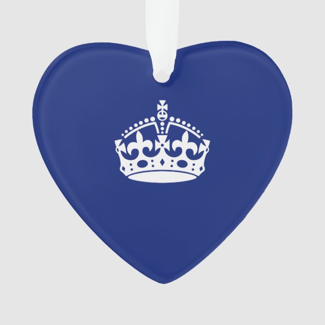 Keep Calm Crown Icon on Navy Blue Ornament (Front)