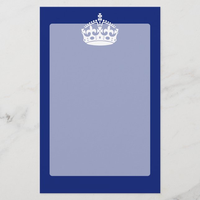 Keep Calm Crown Icon on Navy Blue Stationery (Front)