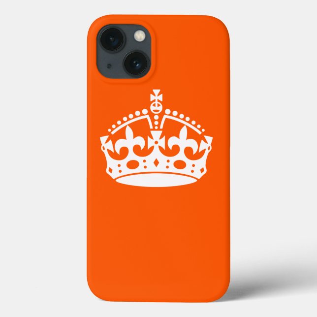 KEEP CALM CROWN Icon on Orange Customize This Case-Mate iPhone Case (Back)