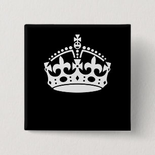 KEEP CALM CROWN on Black Decor 15 Cm Square Badge