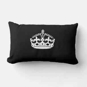 KEEP CALM CROWN on Black Decor Lumbar Cushion