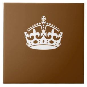 Keep Calm Crown on Brown Decor Ceramic Tile