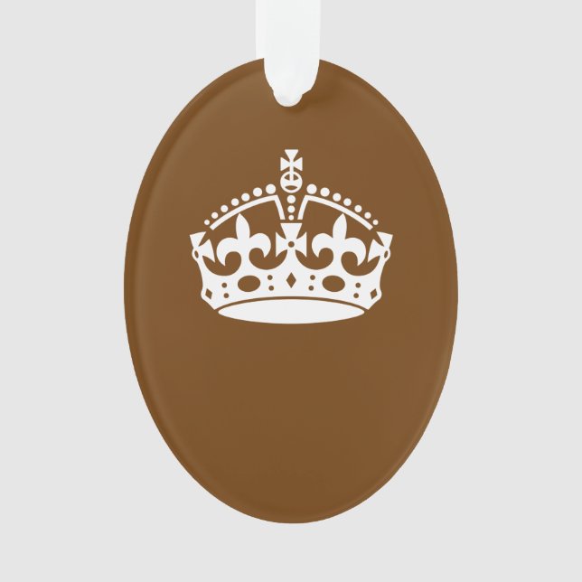 Keep Calm Crown on Brown Ornament (Front)