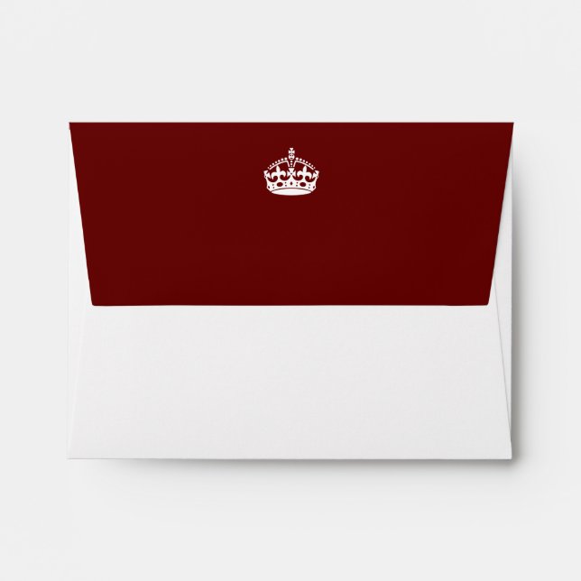 Keep Calm Crown on Burgundy Red Decor Envelopes (Back (Top Flap))