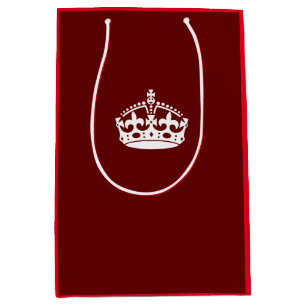 Keep Calm Crown on Burgundy Red Decor Medium Gift Bag