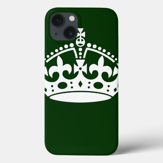 KEEP CALM CROWN on Forest Green Customise This Case-Mate iPhone Case (Back)