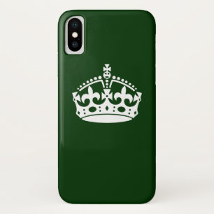 KEEP CALM CROWN on Forest Green Customise This iPhone X Case