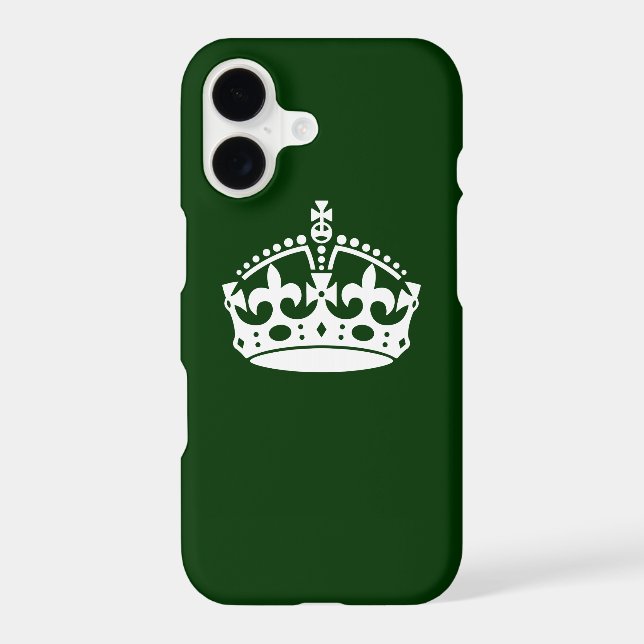 KEEP CALM CROWN on Forest Green Customise This iPhone Case (Back)