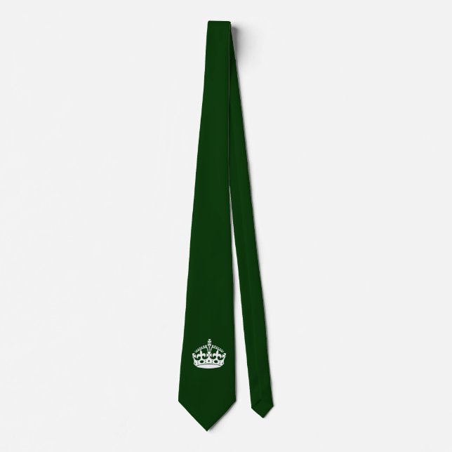 Keep Calm Crown on Forest Green Tie (Front)