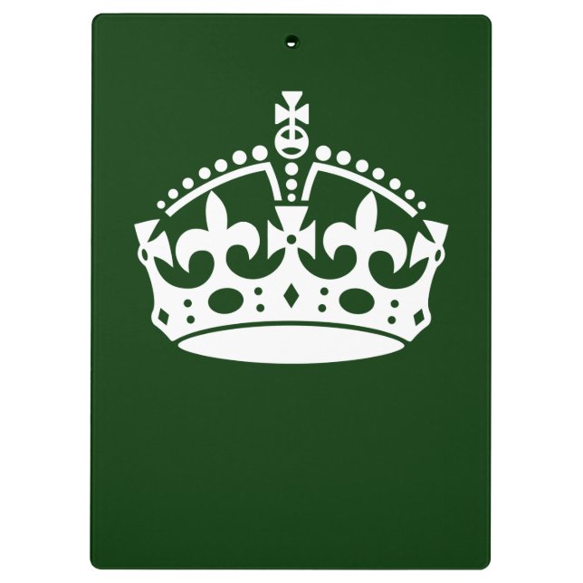 KEEP CALM CROWN on Green Customise This Clipboard (Back)