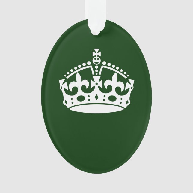 KEEP CALM CROWN on Green Customise This Ornament (Front)