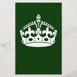 KEEP CALM CROWN on Green Customise This Stationery