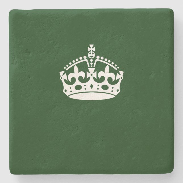 Keep Calm Crown on Green Decor Stone Coaster (Front)
