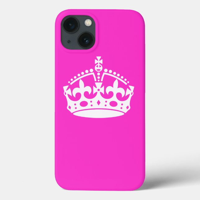 KEEP CALM CROWN on Hot Pink Customise This! Case-Mate iPhone Case (Back)