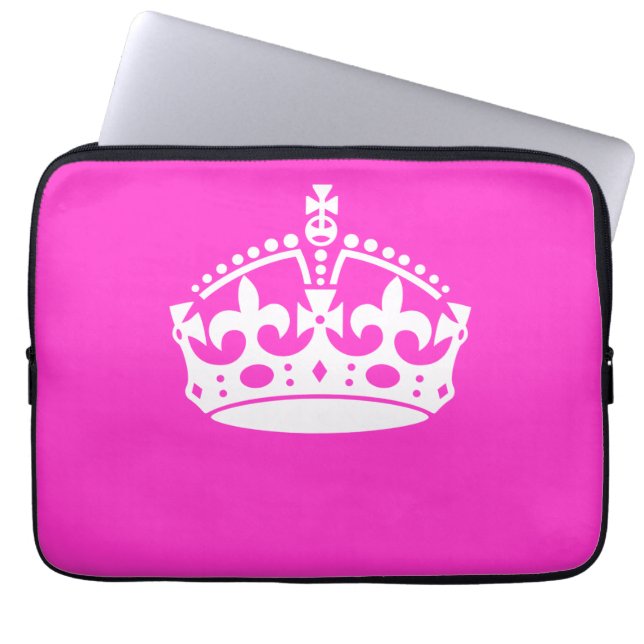 KEEP CALM CROWN on Hot Pink Customise This! Laptop Sleeve (Front)