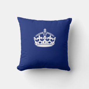 Keep Calm Crown on Navy Blue Colour Cushion