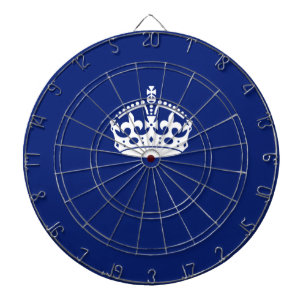 Keep Calm Crown on Navy Blue Colour Dartboard