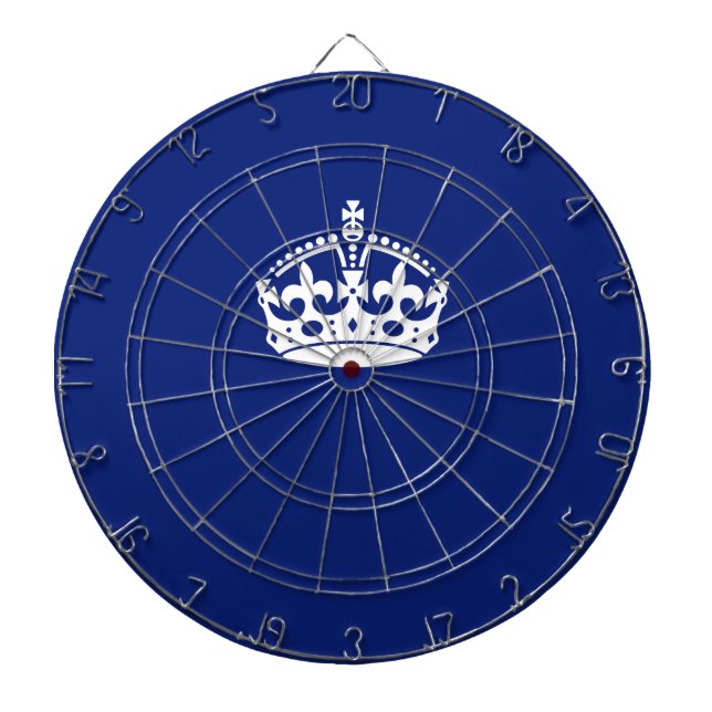 Keep Calm Crown on Navy Blue Colour Dartboard (Front)