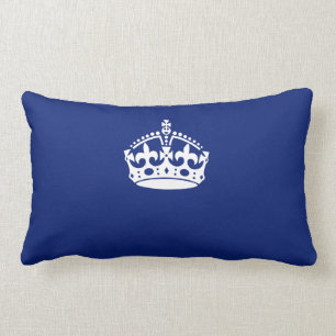 Keep Calm Crown on Navy Blue Colour Lumbar Cushion