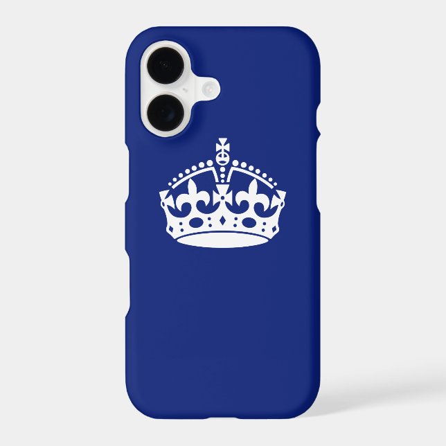 Keep Calm Crown on Navy Blue iPhone Case (Back)