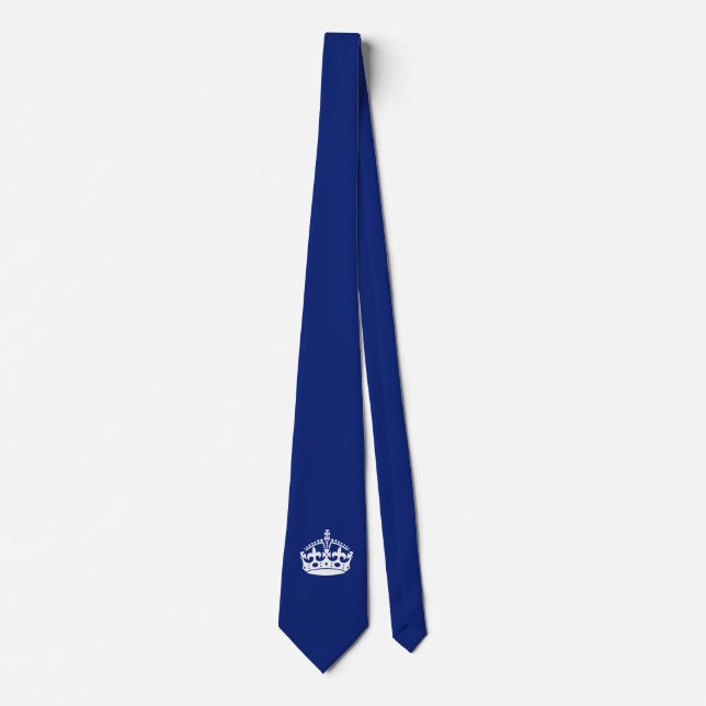 Keep Calm Crown on Navy Blue Tie (Front)
