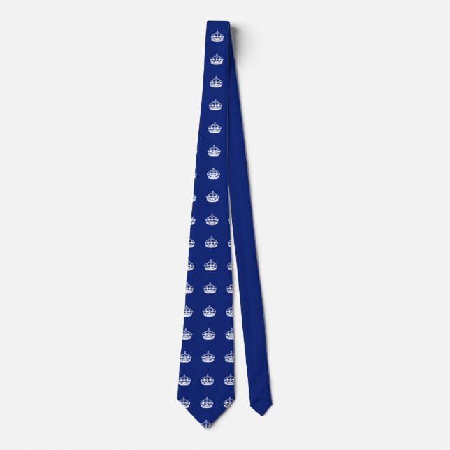 Keep Calm Crown on Navy Blue Tie (Front)