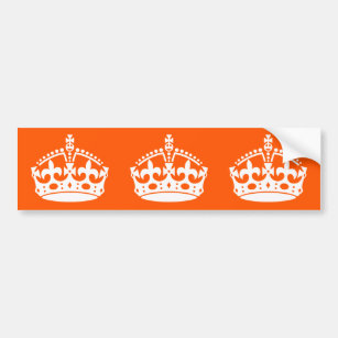 KEEP CALM CROWN on Orange Customise it Bumper Sticker