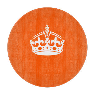 KEEP CALM CROWN on Orange Customise it Cutting Board