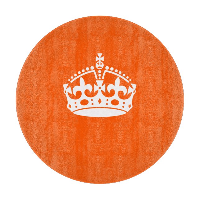 KEEP CALM CROWN on Orange Customise it Cutting Board (Front)