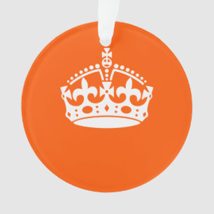 KEEP CALM CROWN on Orange Customise it Ornament
