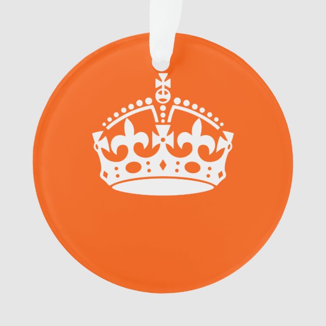 KEEP CALM CROWN on Orange Customise it Ornament (Front)