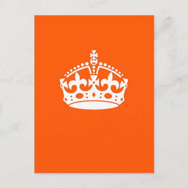 KEEP CALM CROWN on Orange Customise it Postcard (Front)