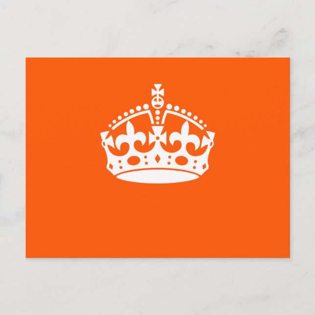 KEEP CALM CROWN on Orange Customise it Postcard (Front)
