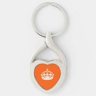 KEEP CALM CROWN on Orange Customise This Key Ring