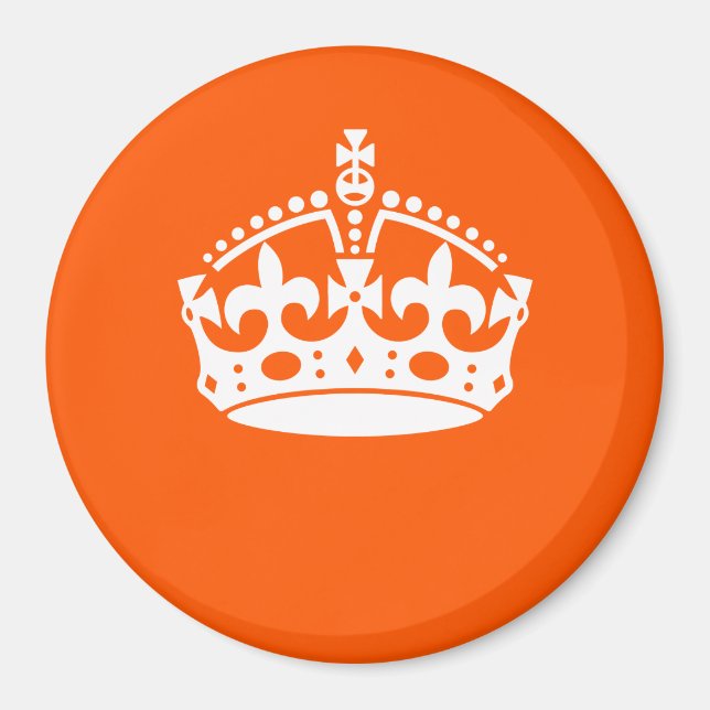 KEEP CALM CROWN on Orange Customise This Magnet (Front)