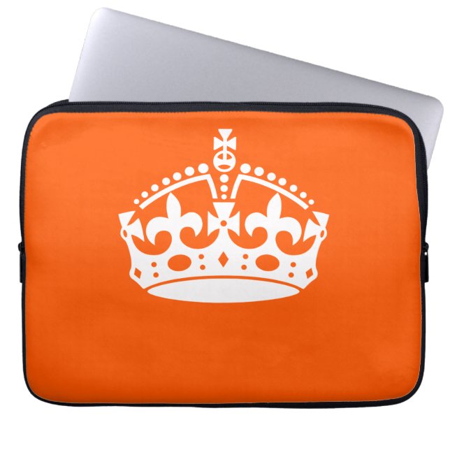 KEEP CALM CROWN on Orange Customize This! Laptop Sleeve (Front)