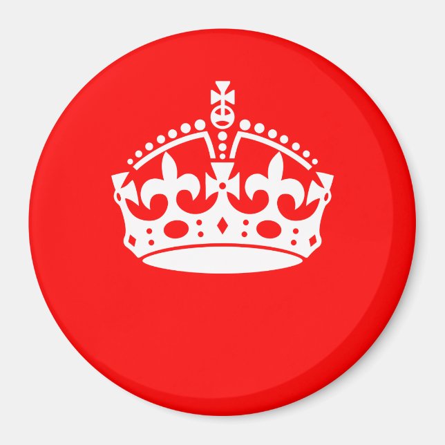 KEEP CALM CROWN on Red Customise This Magnet (Front)