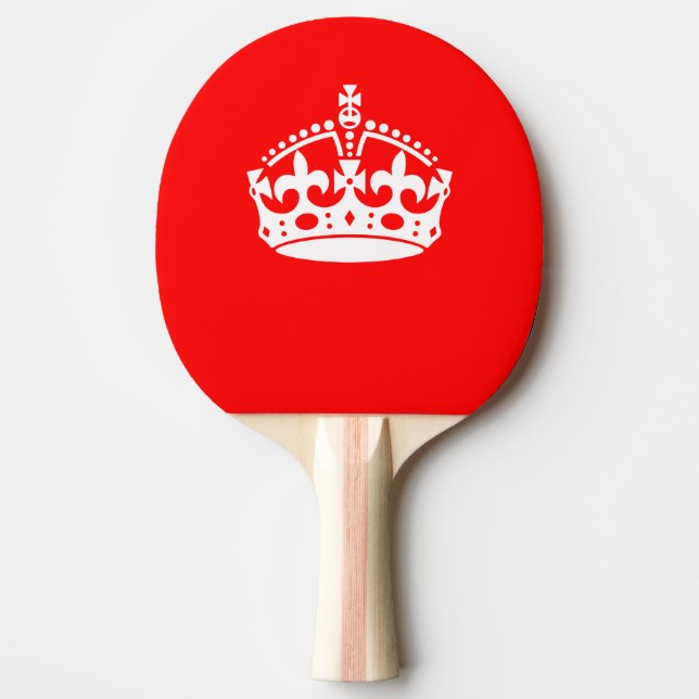 KEEP CALM CROWN on Red Customise This Ping Pong Paddle (Front)