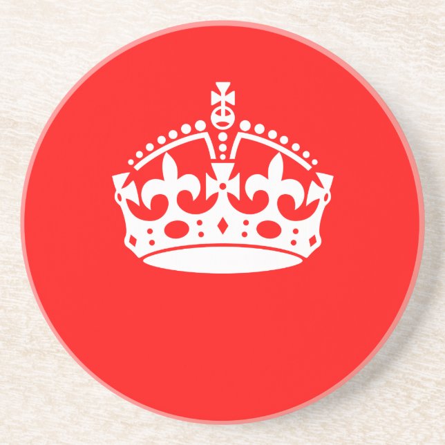 KEEP CALM CROWN on Red Decor Coaster (Front)