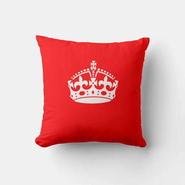 KEEP CALM CROWN on Red Decor Cushion (Front)