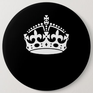 Keep Calm Crown on Solid Black 6 Cm Round Badge