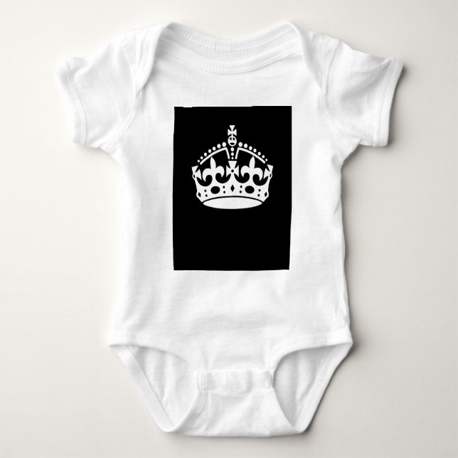 Keep Calm Crown on Solid Black Baby Bodysuit (Front)