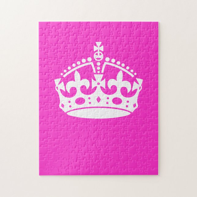 KEEP CALM CROWN Royal Icon on Pink Customise it Jigsaw Puzzle (Vertical)