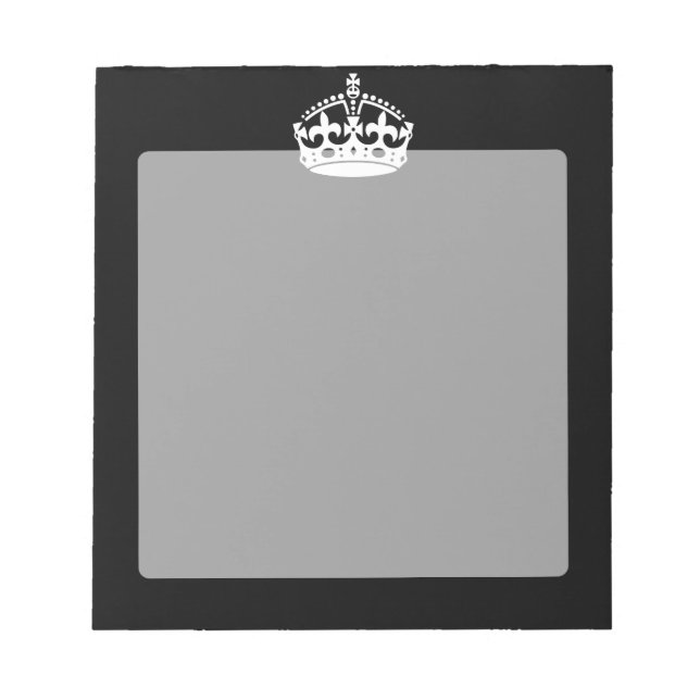 KEEP CALM CROWN Symbol on Black Notepad (Front)