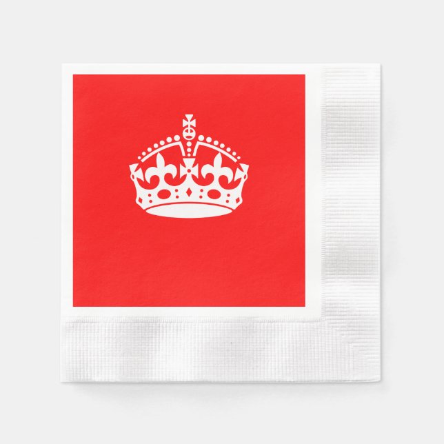 KEEP CALM CROWN Symbol on Fire Red Customise it Napkin (Front)