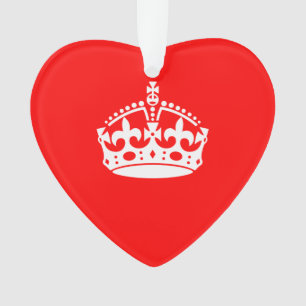 KEEP CALM CROWN Symbol on Fire Red Customise it Ornament