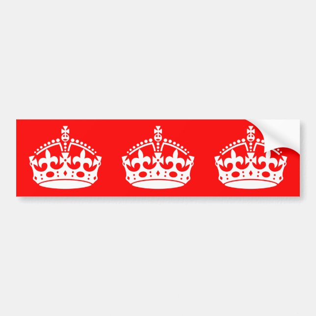 KEEP CALM CROWN Symbol on Fire Red Customize it Bumper Sticker (Front)