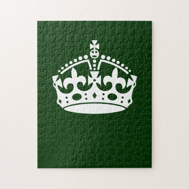 KEEP CALM CROWN Symbol on Green Decor Jigsaw Puzzle (Vertical)